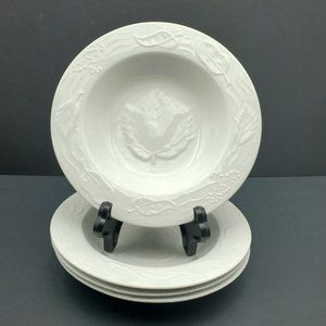 American Atelier Autumn Leaf Rimmed Soup Bowls Embossed Leaves Pasta Dishes